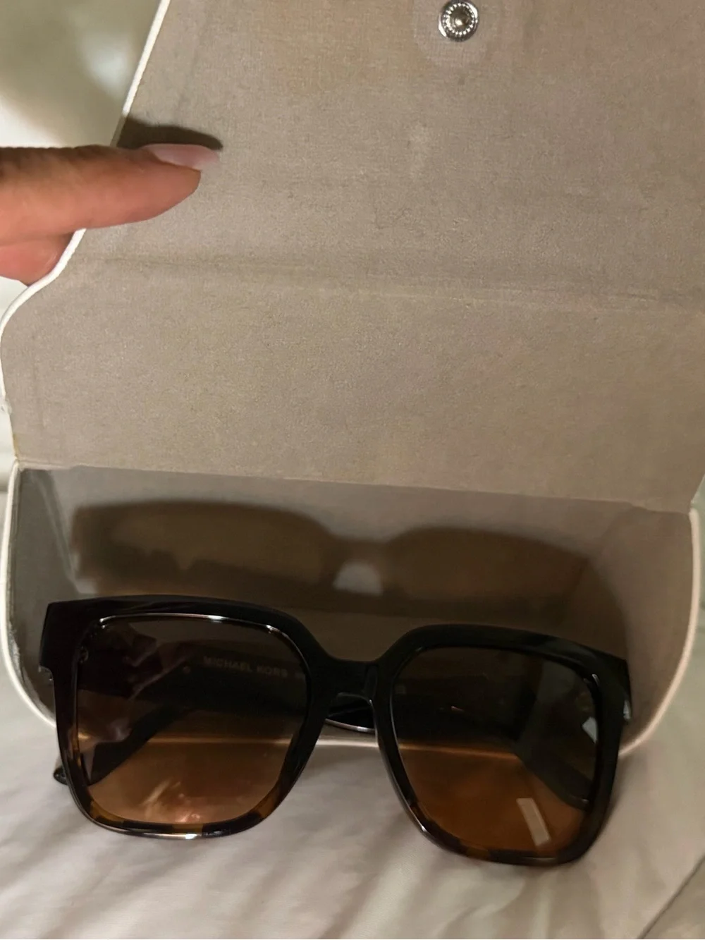Michael Kors Black Frame with Brown Gradient Lenses Oversized Square Sunglasses